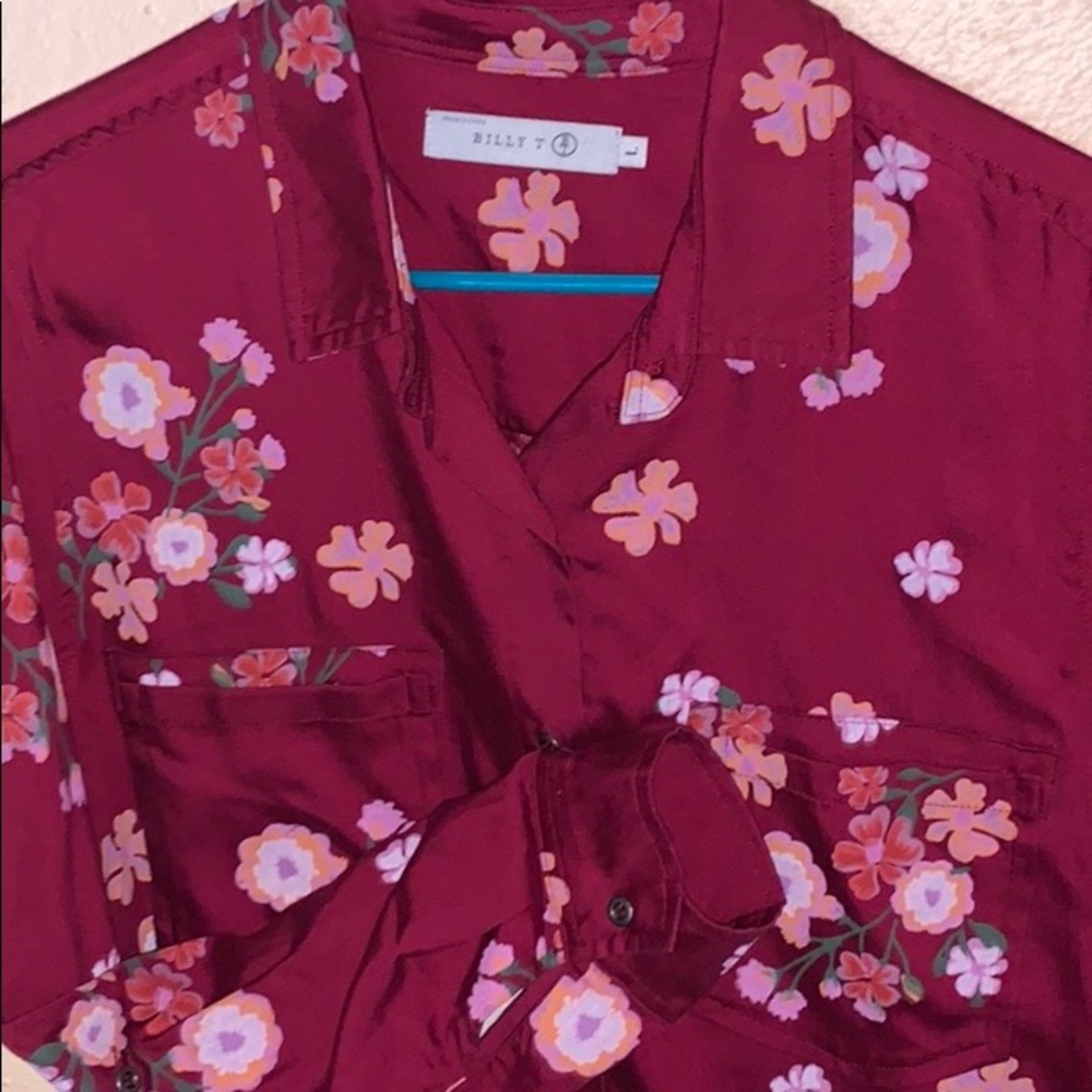 Long sleeve, button up floral shirt by Billy T.